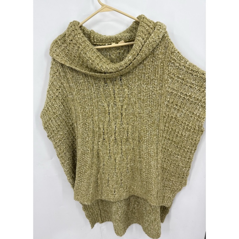 Anthropologie Moth cotton alpaca wool blend  poncho olive green  sweater M/L